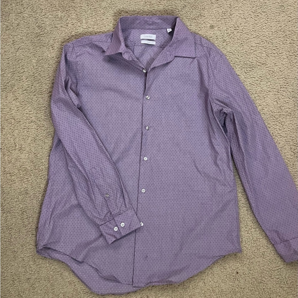 Calvin Klein Lavender Patterned Button-Down Dress Shirt